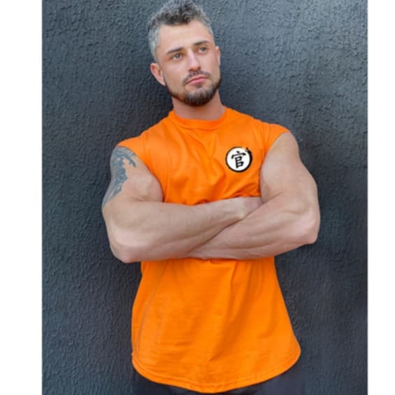 Camiseta Masculina Manga Japonesa em Algodão Premium Longline cores Laranjada Preta - Bombey