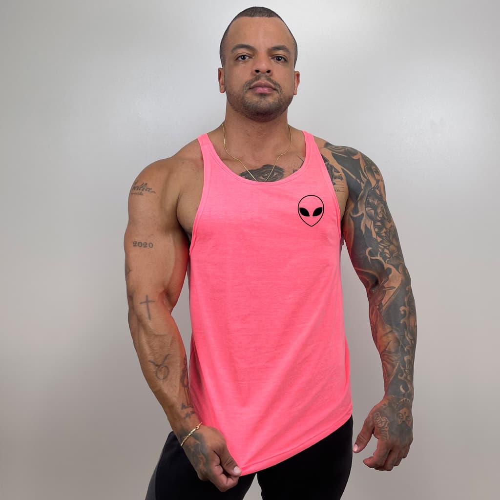 Regata Masculina Cavada em Algodão Bombey - Estampa Alien - Regata Academia