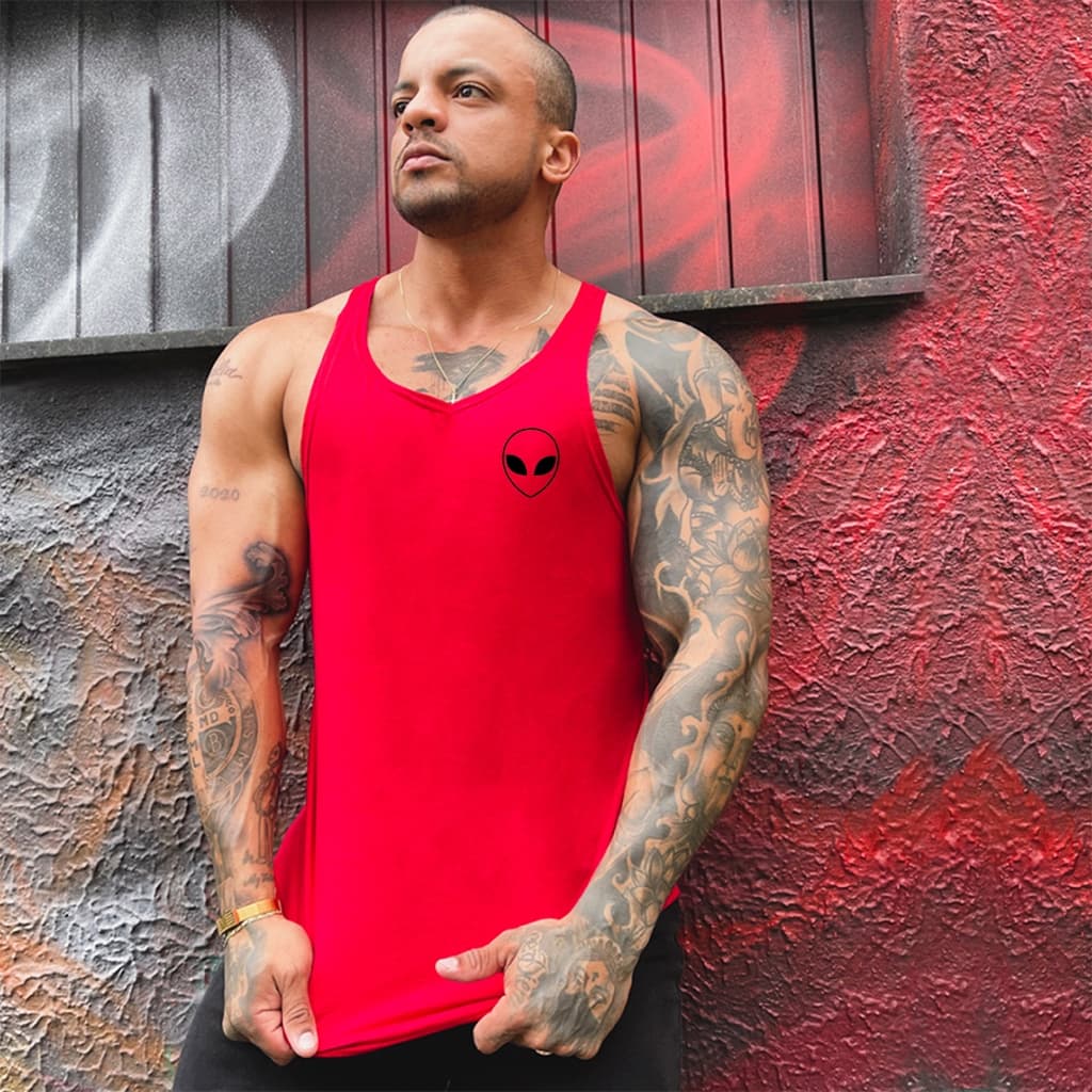 Regata Masculina Cavada em Algodão Bombey - Estampa Alien