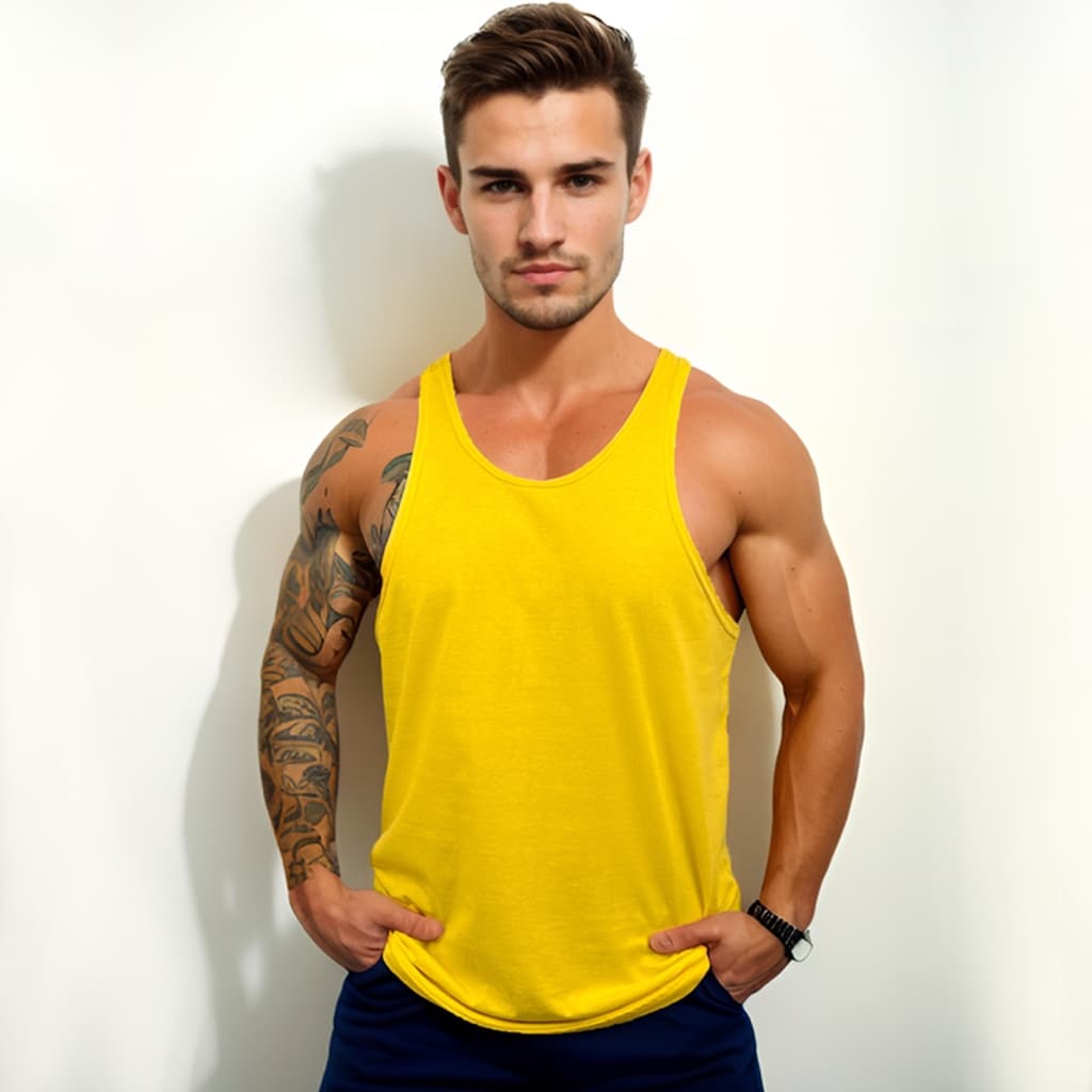 Regata Masculina Cavada em Algodão Bombey - Básica Lisa Sem Estampa