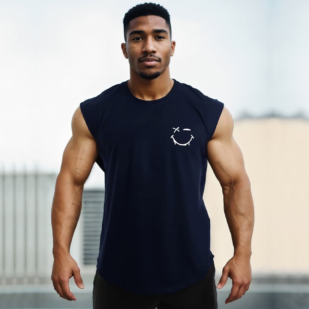 Camiseta Masculina Longline Manga Japonesa em Algodão Azul Marinho - Bombey