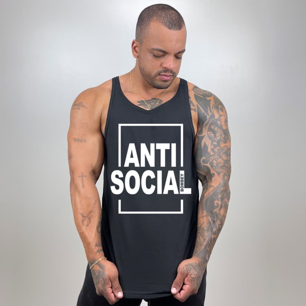 Regata Masculina Cavada em Algodão para Academia Bombey - Anti Social