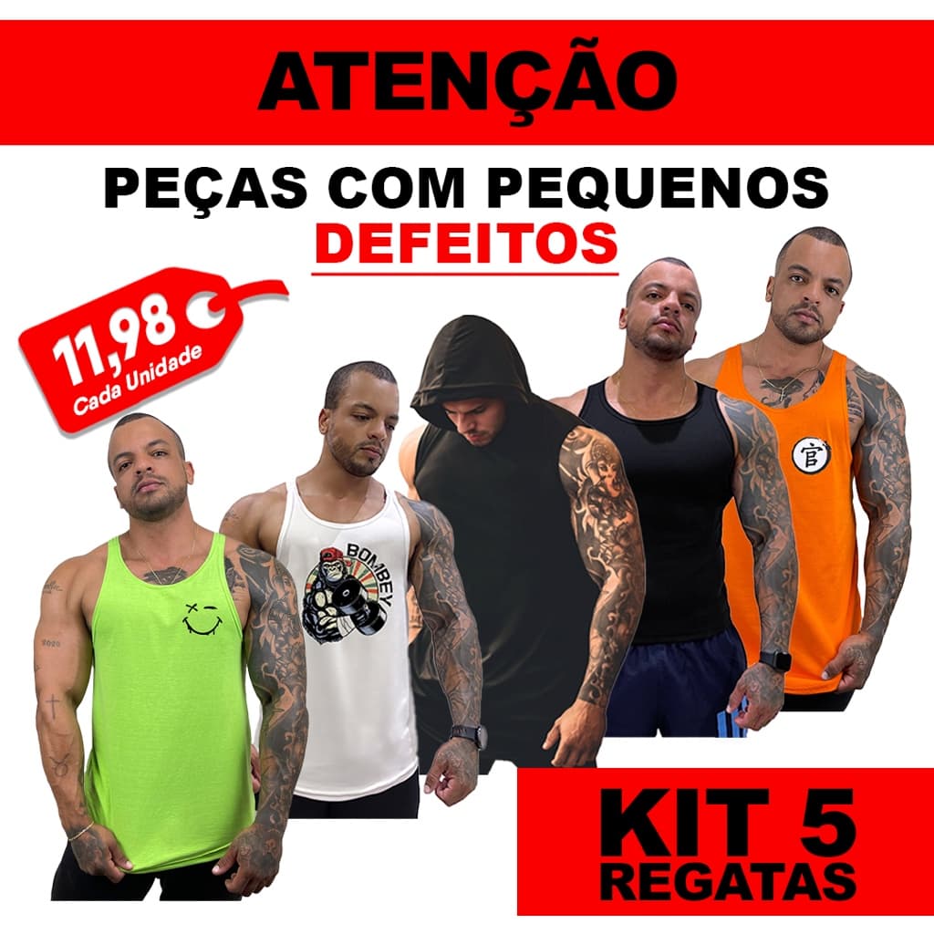 Kit 5 Regatas Aleatórias com pequenos defeitos - Promoção LIMITADA!