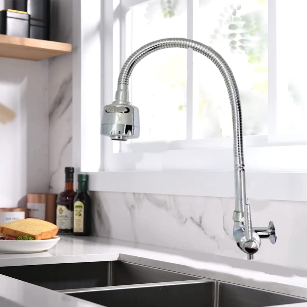 Torneira Gourmet de Parede Pia Flexível Cromada com Bico Extensível e Spray Dupla Função