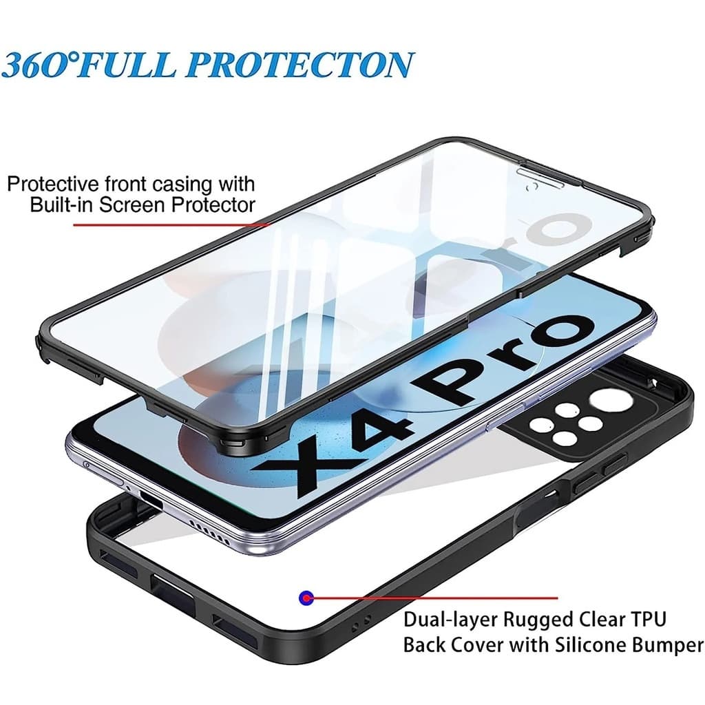 Capa Capinha Case 360 Protetora Transparente para POCO X4 GT XIAOMI 13 REDMI 10C REDMI 9C / 10A NOTE 12 PRO NOTE 10 / 10S / 10 4G NOTE 12 PRO PLUS REDMI A1 REDMI A2 REDMI A1 PLUS NOTE 10 PRO POCO C50 POCO X5