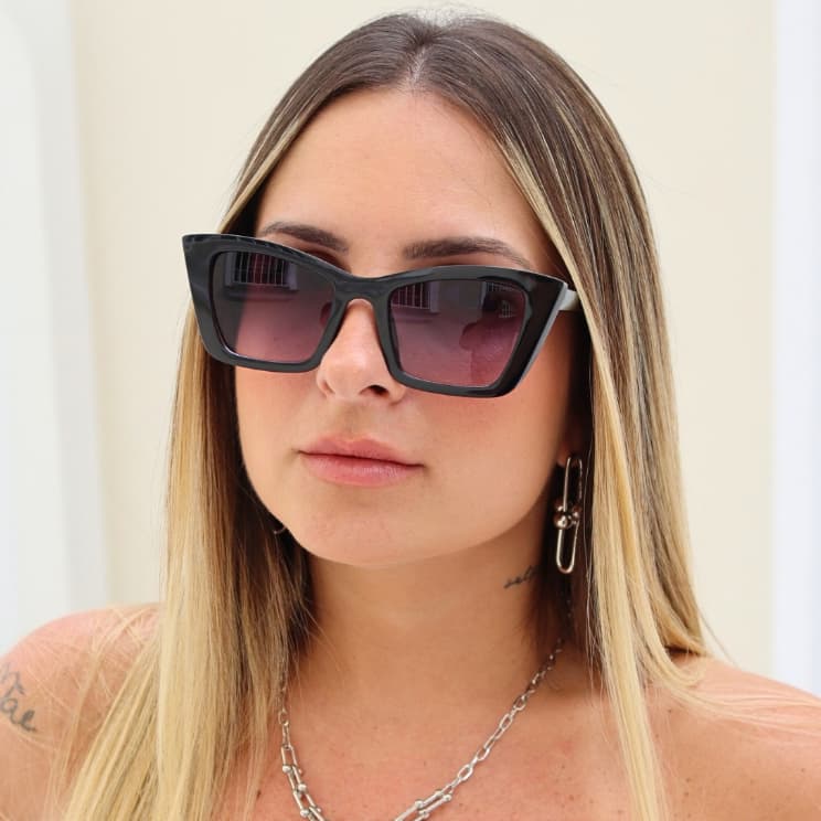 Óculos de Sol Gatinho Preto Degradê Premium Clássico Blogueira uv400 Unissex