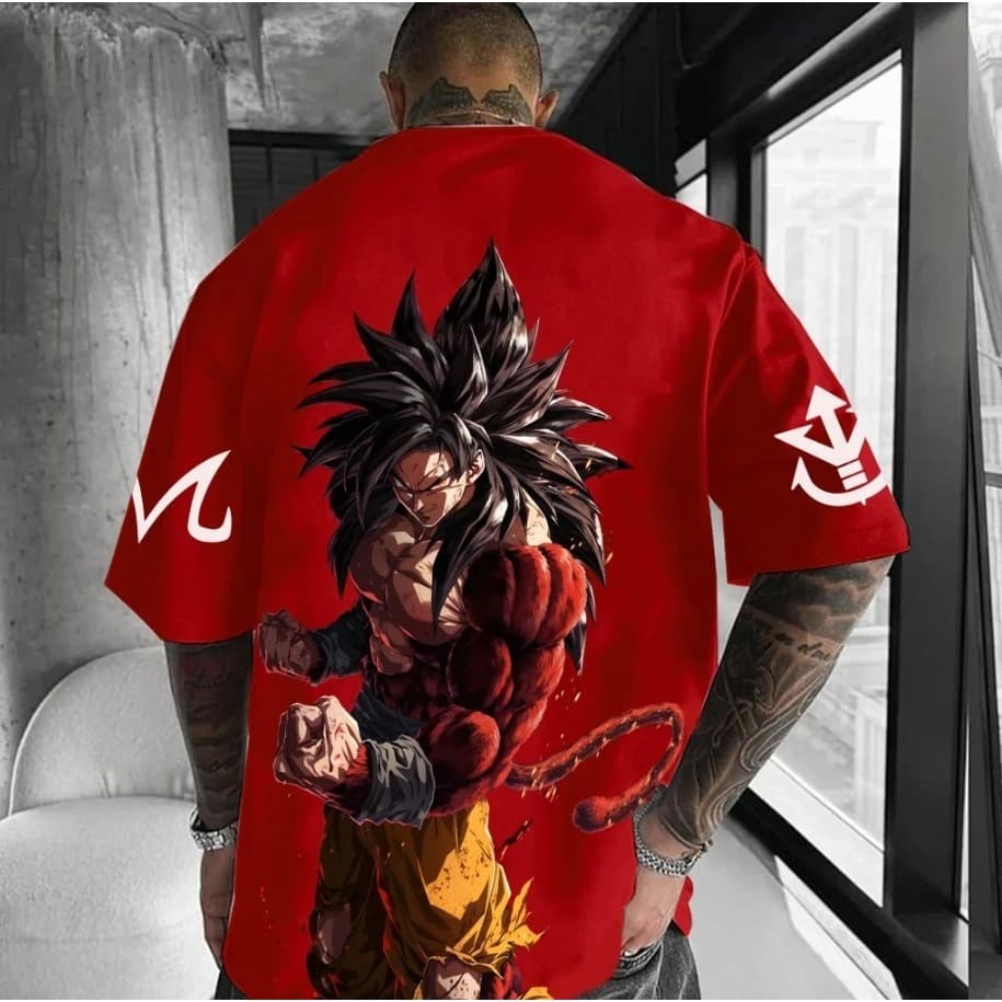 Camiseta oversized Dragon Ball Goku SSJ4 Aftersoul unissex plus size algodão
