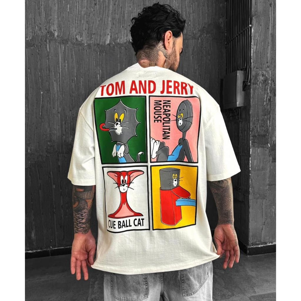 Camiseta oversized Tom & Jerry streetwear unissex – estilo, nostalgia e conforto.