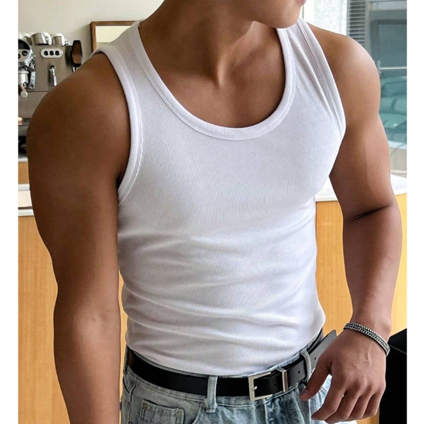 Regata Masculina Tank Modelo Americano Gringa Ribana em Algodão e Elastano