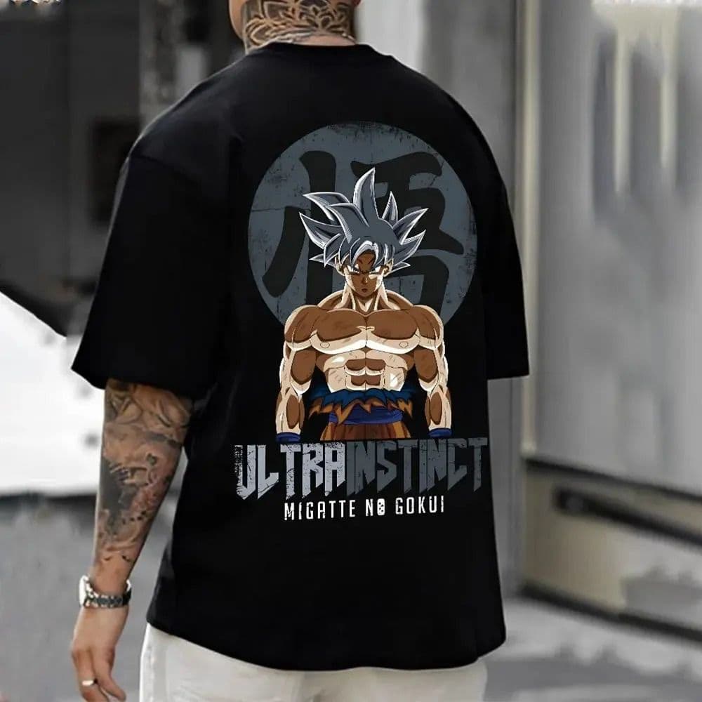 Camiseta Oversized Dragon Ball Goku Instinto Superior Aftersoul Unissex Plus Size PP ao G6 Algodão