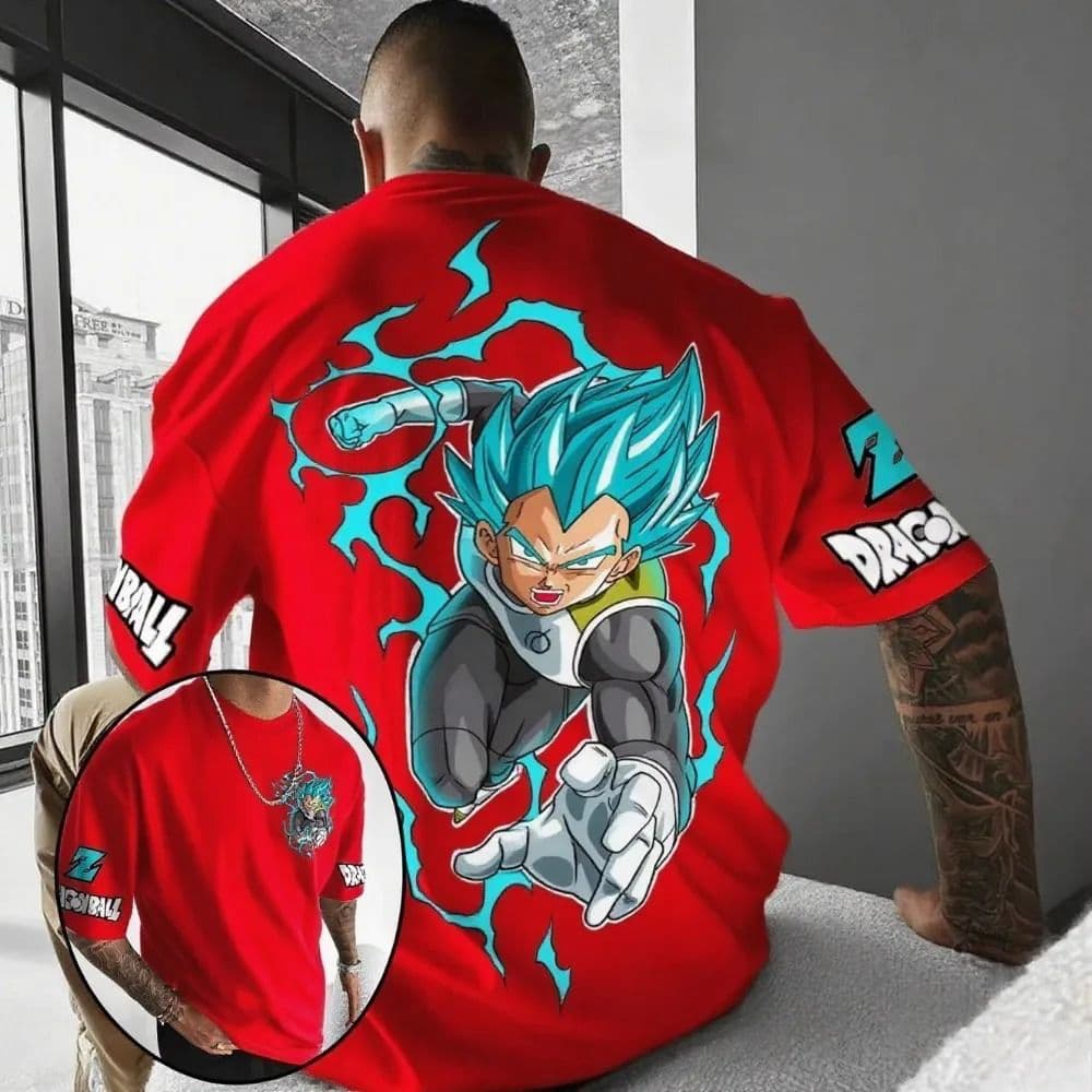 Camiseta Oversized Dragon Ball Vegeta Blue Aftersoul Unissex Plus Size PP ao G6 100% Algodão