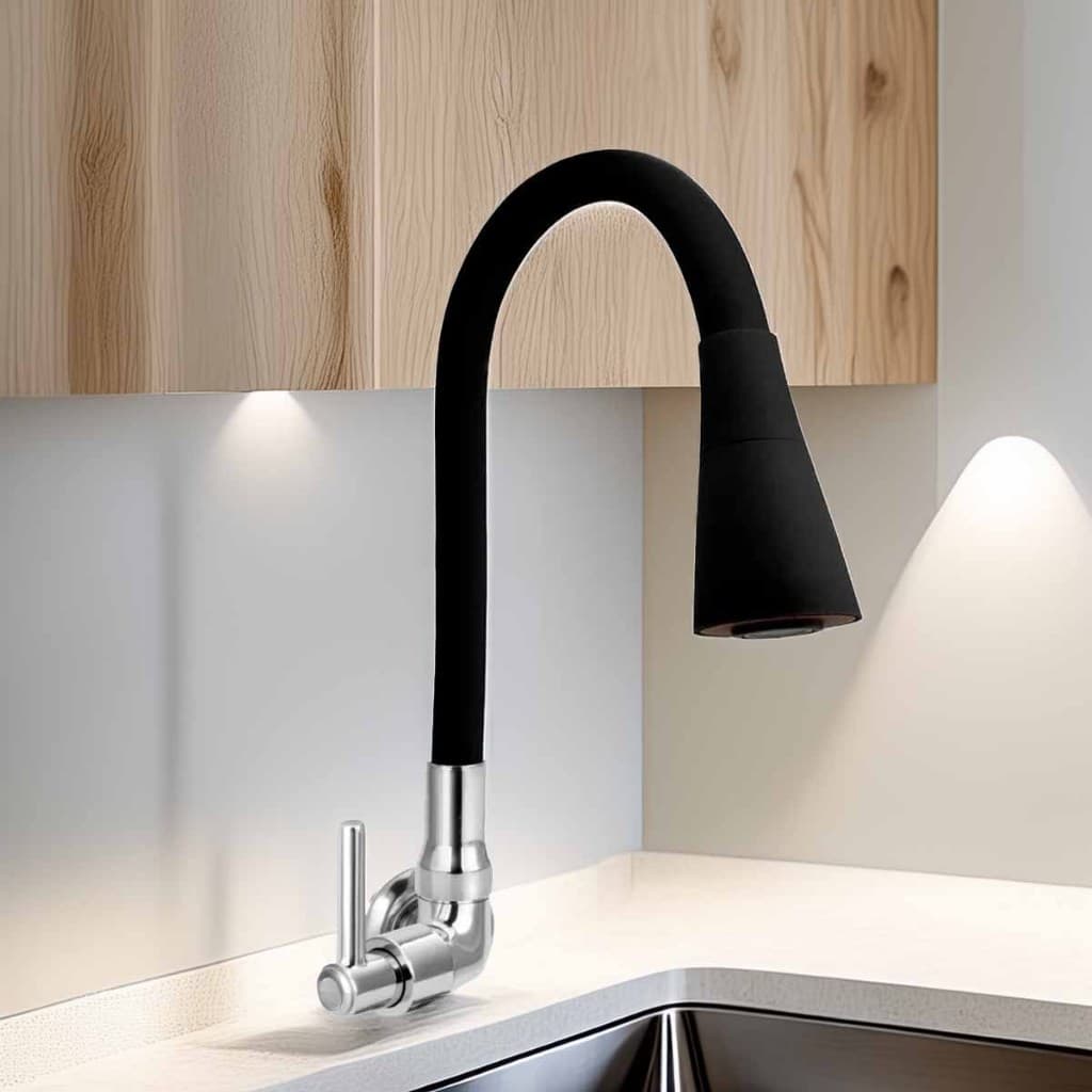 Torneira Gourmet Preta Fosca Flexível com Misturador e 2 Jatos | Design Moderno