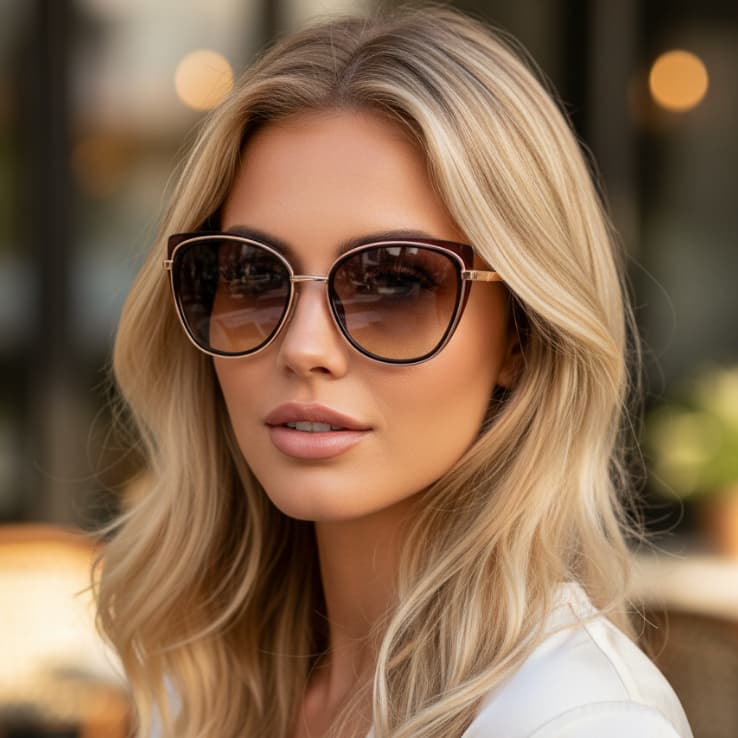 Óculos de Sol Jade Marrom Gatinho Degradê Vintage Retrô Clássico Blogueira uv400