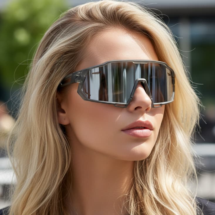 Óculos de Sol Esportivo Polarizado Cinza Prata Espelhado Premium Baixa Pace Ciclismo Corrida