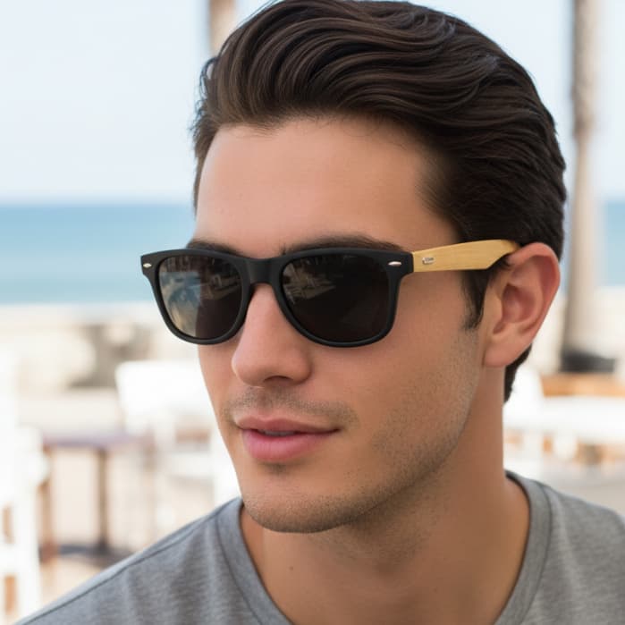 Óculos de Sol Polarizado Arizona Quadrado Premium Hastes em Madeira Vintage uv400 Unissex