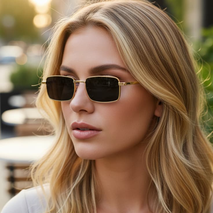 Óculos de Sol Retangular Premium Tendencia Fino Classico Vintage Retro uv400 Masculino Feminino