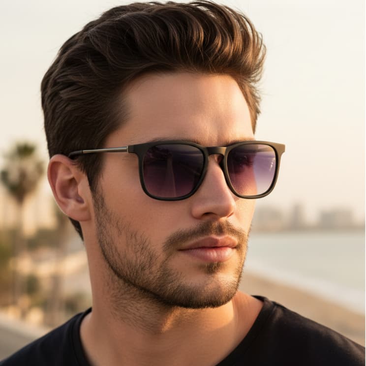 Óculos de Sol Madrid Preto Degradê Quadrado Premium Clássico Vintage Oldstyle uv400 Unissex