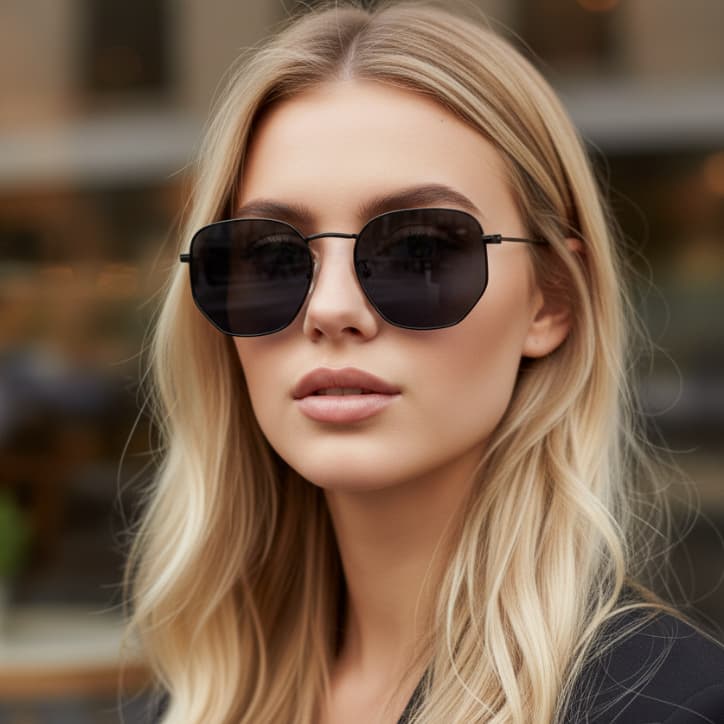 Óculos de Sol Hexagonal Premium Classico Vintage Blogueira Tendencia uv400 Masculino Feminino