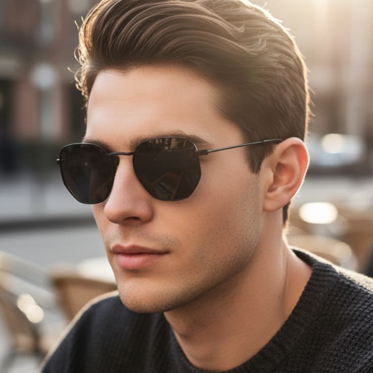 Óculos de Sol Hexagonal Preto All Black Mais Vendido Classico Elegante Luxo uv400 Masculino Feminino