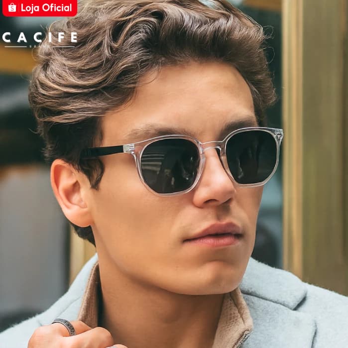 Óculos de Sol Tulum Cristal e Preto Ônix Hexagonal Premium Vintage Retrô uv400 Feminino Masculino