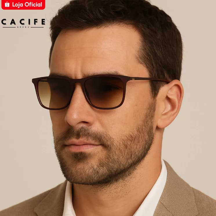 Óculos de Sol Madrid Marrom Degradê Quadrado Premium Clássico Vintage uv400 Feminino Masculino