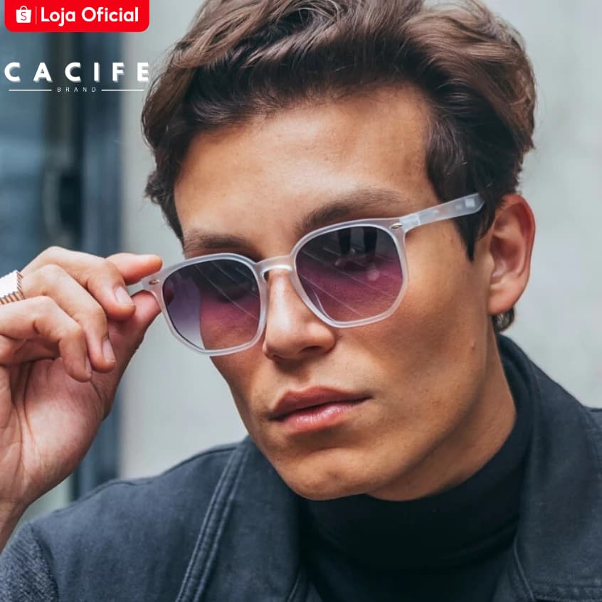 Óculos de Sol Tulum Branco Transparente Degradê Hexagonal Clássico Vintage uv400 Feminino Masculino