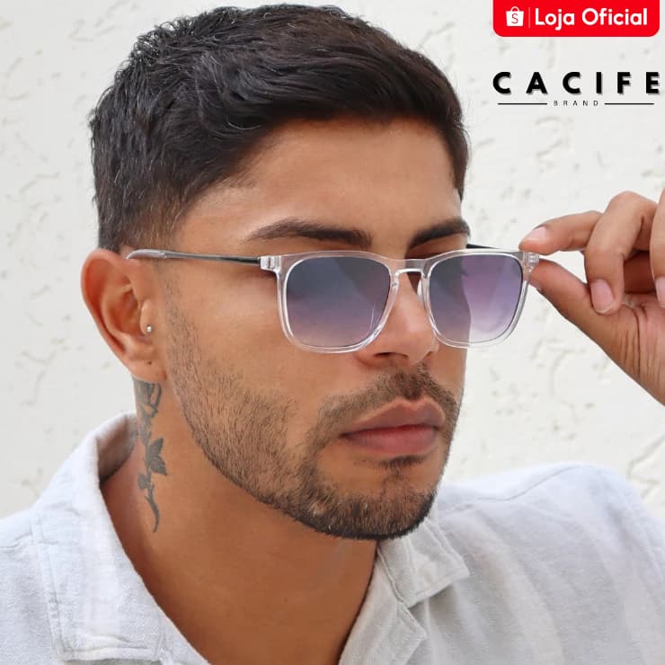 Óculos de Sol Madrid Cristal Transparente Degradê Quadrado Premium Verão uv400 Feminino Masculino