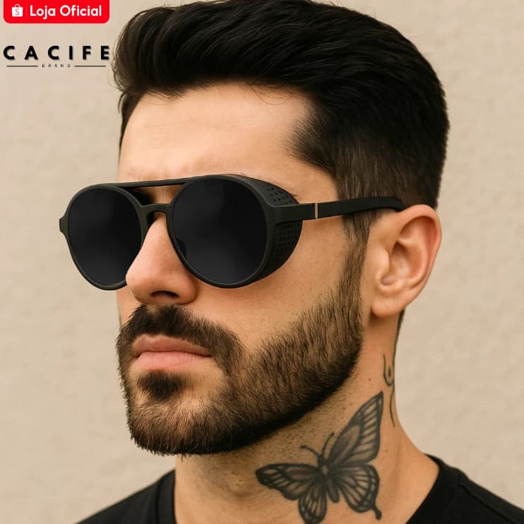 Óculos de Sol Floripa Preto Fosco Premium Alok Steampunk Retrô Soldador uv400 Feminino Masculino