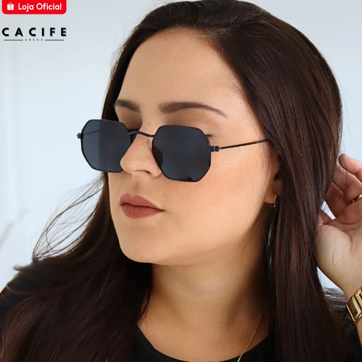 Óculos de Sol Octagonal Geométrico Premium Clássico Retrô Vintage uv400 Unissex