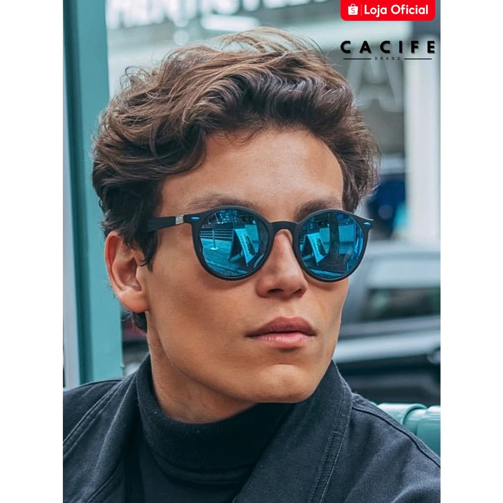 Óculos de Sol Bali Azul Espelhado Redondo Premium Funk Steampunk uv400 Masculino Feminino