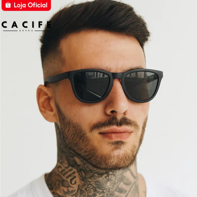 Óculos de Sol Sevilha Preto Fosco Polarizado Premium Flexível Clássico Funk uv400 Feminino Masculino