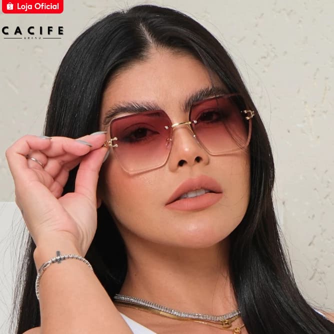 Óculos de Sol Capri Rosa Degradê Quadrado Grande Premium Blogueira Capri uv400 Unissex