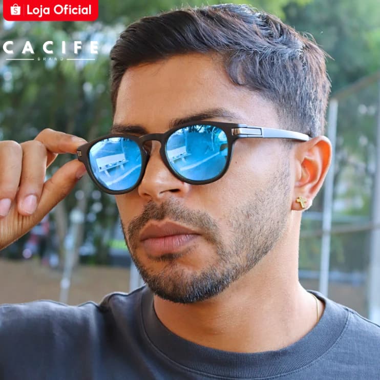 Óculos de Sol Polarizado Azul Espelhado Esportivo Moda Praia Verão uv400 Unissex