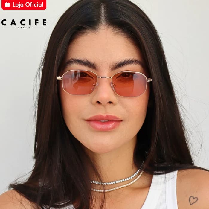 Óculos de Sol Zurique Retangular Premium Metal Cinema Oldstyle Vintage Fino Blogueira uv400 Unissex