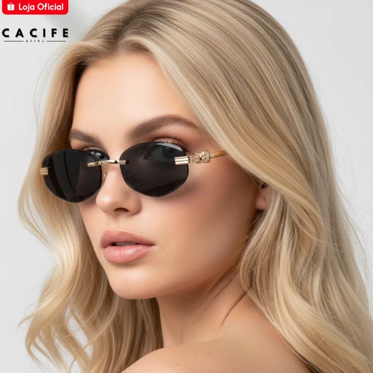 Oculos de Sol Oval Fino Premium Blogueira Tendencia do Momento em Alta Tigre Virginia uv400 Feminino