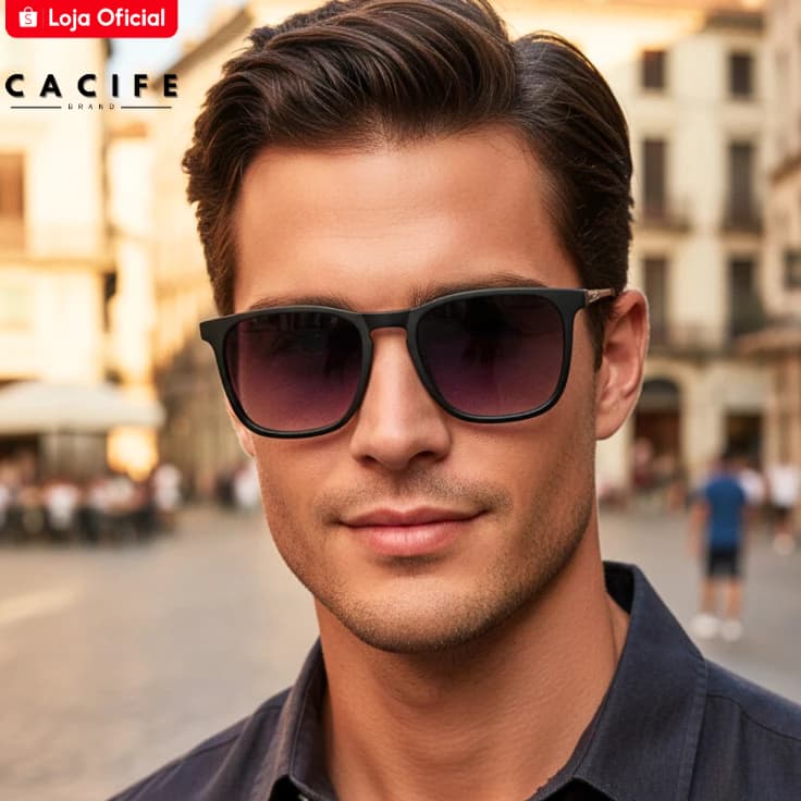 Óculos de Sol Quadrado Preto Degradê Premium Tendencia Verão Fino Classico uv400 Masculino Feminino