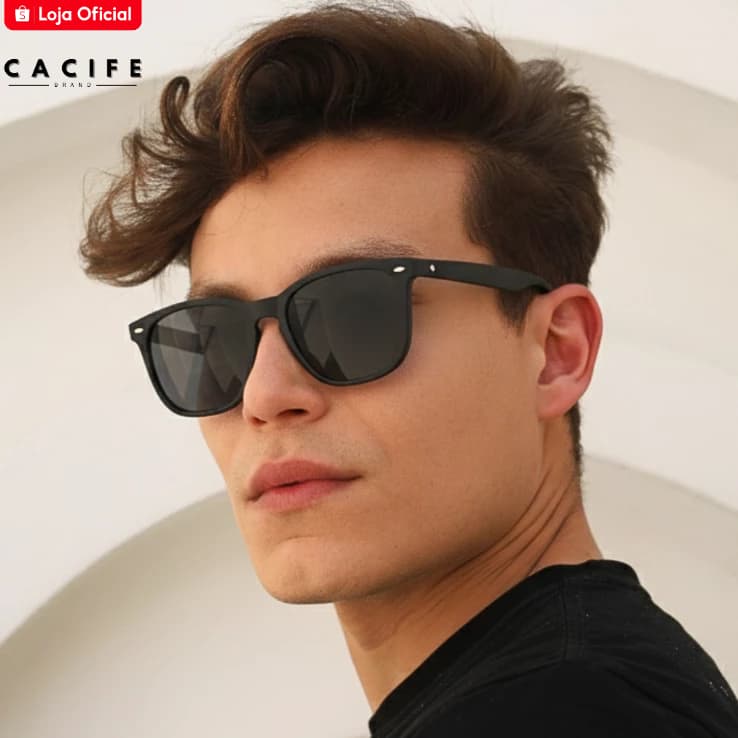 Óculos de Sol Preto Fosco Quadrado Premium Mais Vendido Tendencia Classico uv400 Masculino Feminino