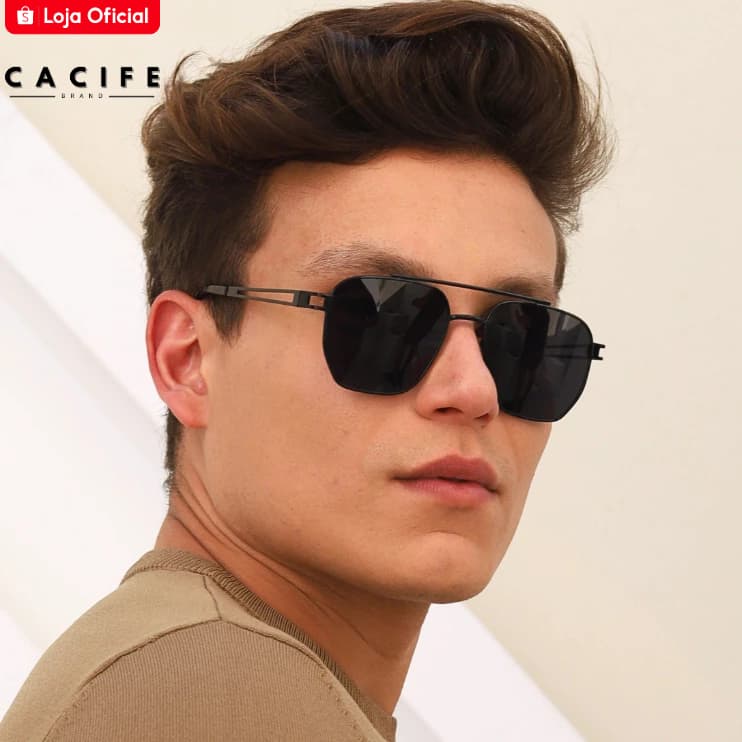 Oculos de Sol Aviador Quadrado Premium Preto Classico Elegante Tendencia uv400 Masculino Feminino