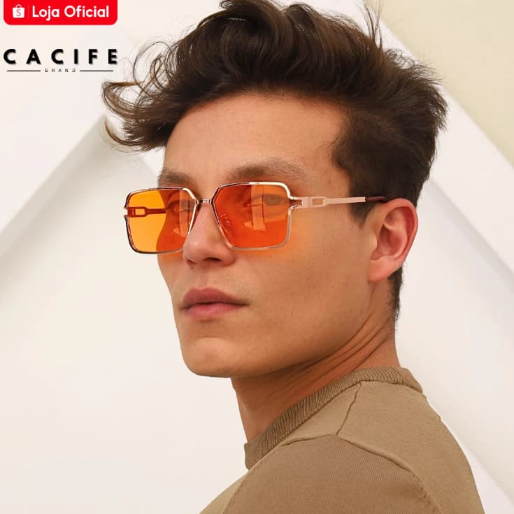 Oculos de Sol Quadrado Laranja Premium Exclusivo Original Tendencia Vintage uv400 Masculino Feminino