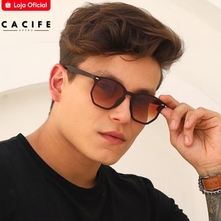 Oculos de Sol Hexagonal Marrom Degrade Premium Original Classico Oldstyle uv400 Masculino Feminino