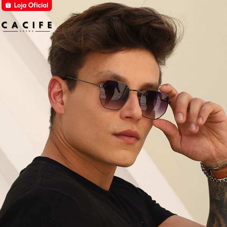 Oculos de Sol Hexagonal Grafite Preto Degrade Premium Original Classico uv400 Masculino Feminino