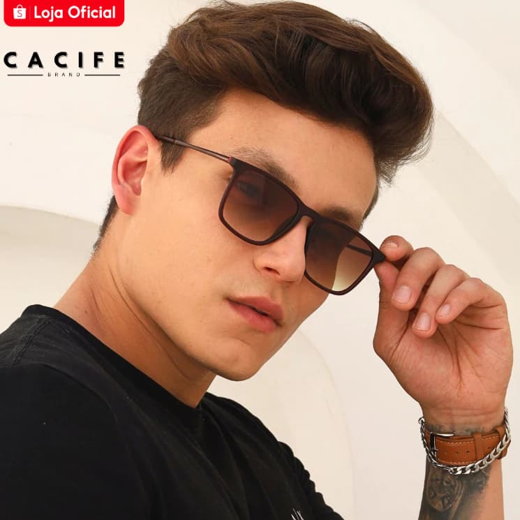 Oculos de Sol Marrom Premium Quadrado Classico Vintage uv400 Masculino Feminino