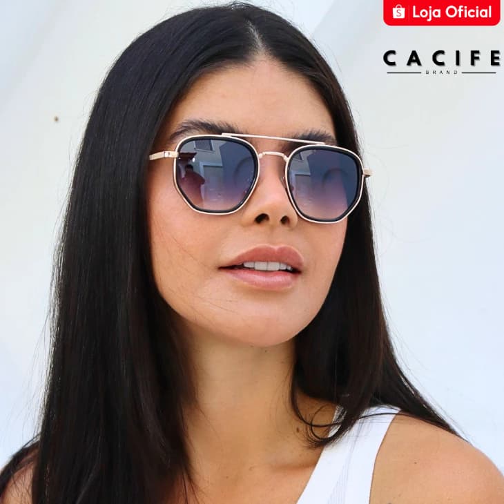 Óculos de Sol Rose Gold Degradê Hexagonal Aviador Premium Classico uv400 Masculino Feminino