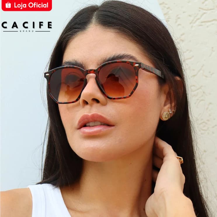 Oculos de Sol Hexagonal Tartaruga Original Premium Blogueira Tendencia Classico uv400 Feminino
