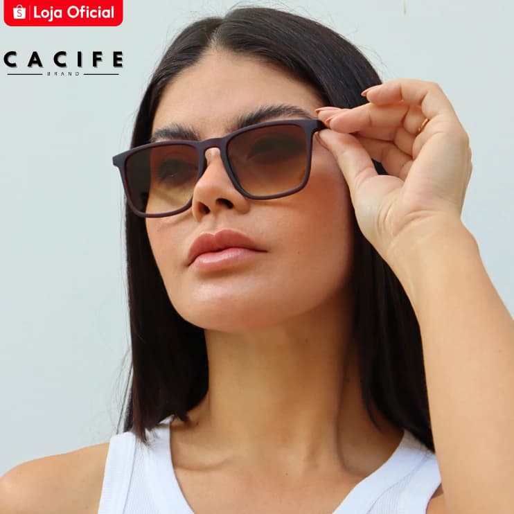 Oculos de Sol Quadrado Vintage Premium Marrom Degrade Blogueira Tendencia uv400 Feminino Masculino