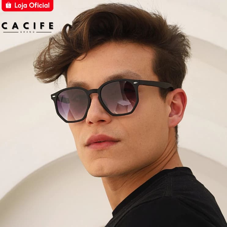 Oculos de Sol Hexagonal Preto Degrade Premium Original Classico Elegante uv400 Masculino Feminino