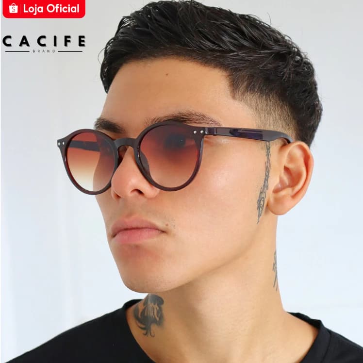 Óculos de Sol Milan Marrom Degradê Redondo Clássico Oldstyle Retrô Vintage Blogueira uv400 Unissex