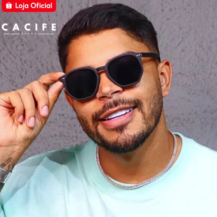 Oculos de Sol Hexagonal Preto Fosco Premium Flexivel Acetato Original uv400 Masculino Feminino