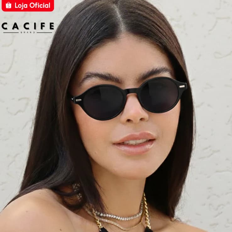 Óculos de Sol Kyle Oval Premium Blogueira Virginia Classico Tendencia uv400 Feminino