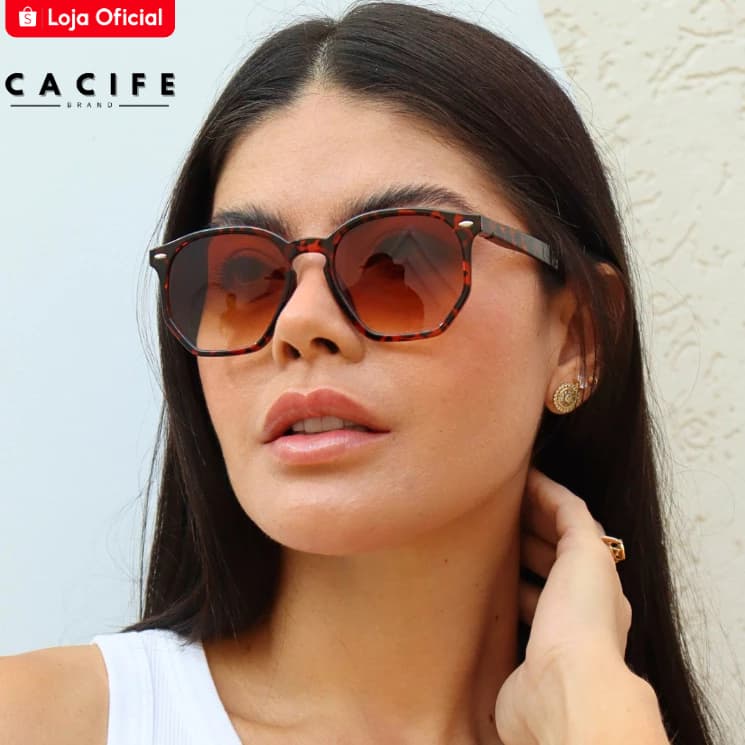 Óculos de Sol Tulum Animal Print Degradê Hexagonal uv400 Feminino Masculino Unissex - Cacife Brand